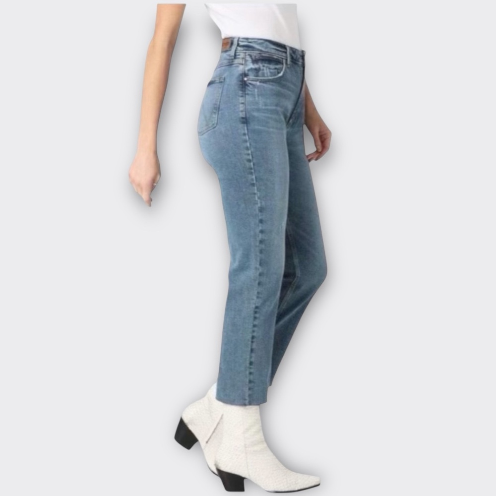 WRANGLER Women Classic Denim Jeans 10" High Rise Straight Crop Raw Hem 6 30x26